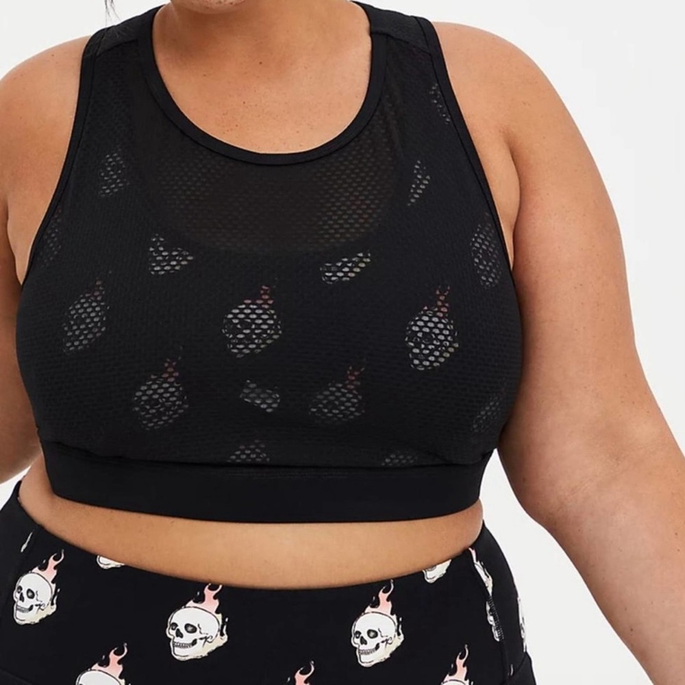 Torrid Skull Mesh Knit Active Sports Bra 2X - Plus Size Skull Sports Bra